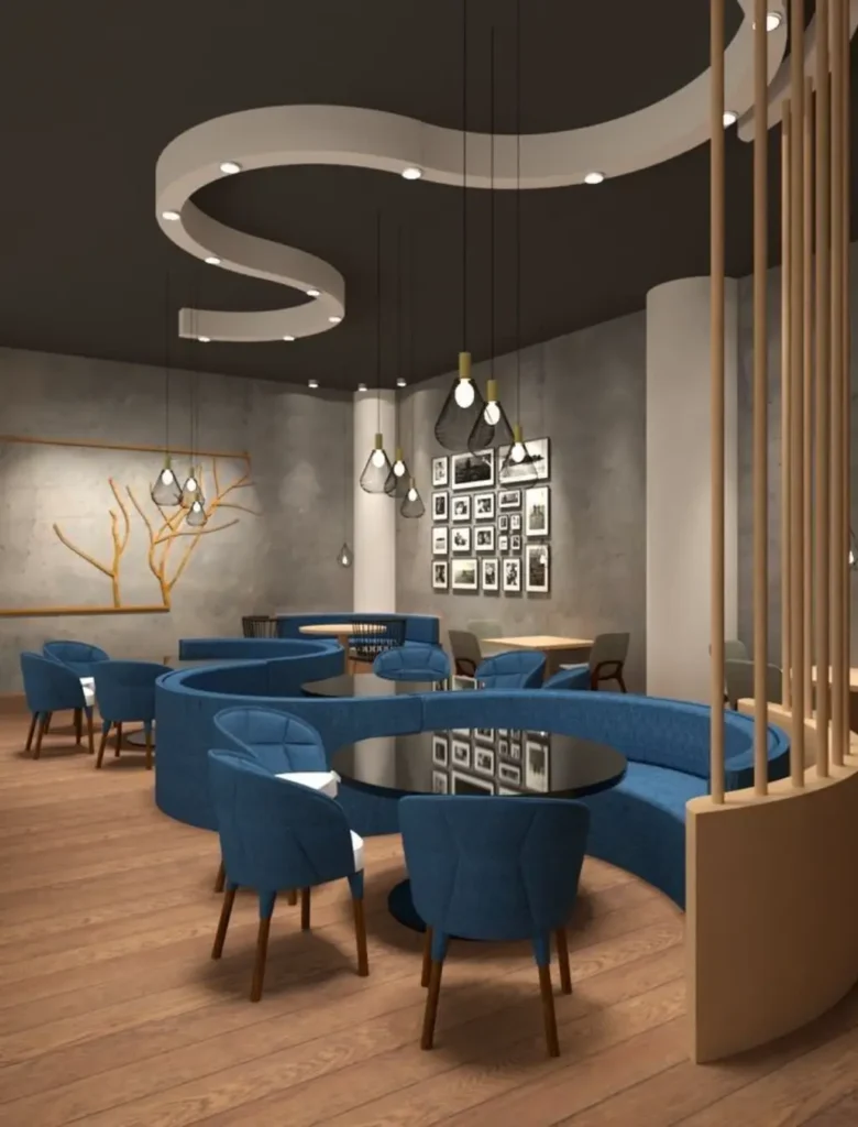 industrial-style restaurant decor
